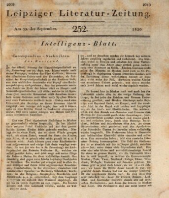 Leipziger Literaturzeitung Samstag 30. September 1820