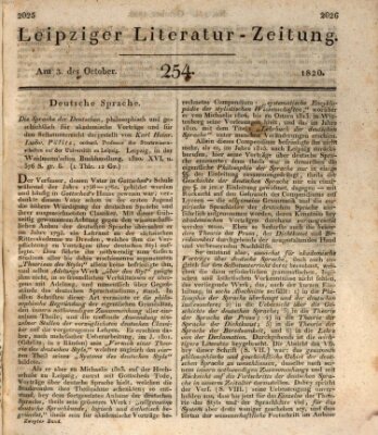 Leipziger Literaturzeitung Dienstag 3. Oktober 1820