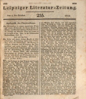 Leipziger Literaturzeitung Mittwoch 4. Oktober 1820