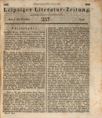 Leipziger Literaturzeitung Freitag 6. Oktober 1820