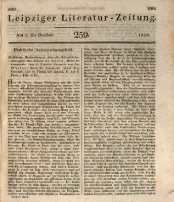 Leipziger Literaturzeitung Montag 9. Oktober 1820