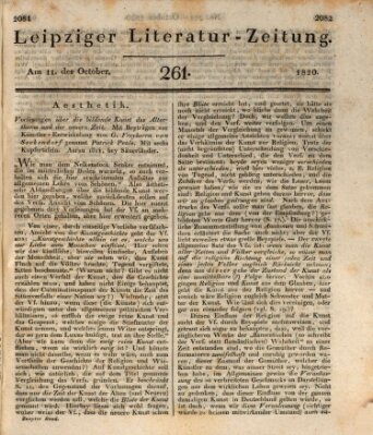 Leipziger Literaturzeitung Mittwoch 11. Oktober 1820