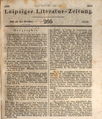 Leipziger Literaturzeitung Montag 16. Oktober 1820