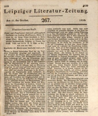 Leipziger Literaturzeitung Dienstag 17. Oktober 1820