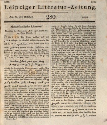 Leipziger Literaturzeitung Dienstag 31. Oktober 1820