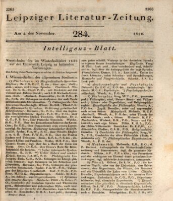 Leipziger Literaturzeitung Samstag 4. November 1820