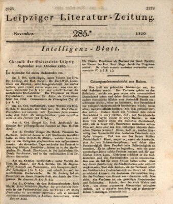 Leipziger Literaturzeitung Samstag 4. November 1820