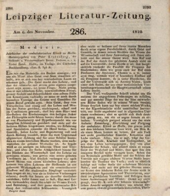 Leipziger Literaturzeitung Montag 6. November 1820