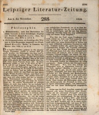 Leipziger Literaturzeitung Mittwoch 8. November 1820