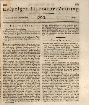 Leipziger Literaturzeitung Freitag 10. November 1820