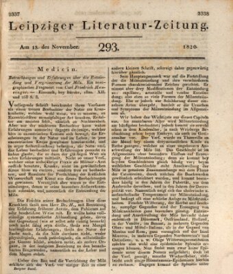 Leipziger Literaturzeitung Montag 13. November 1820