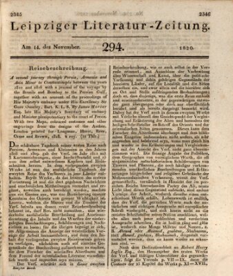 Leipziger Literaturzeitung Dienstag 14. November 1820