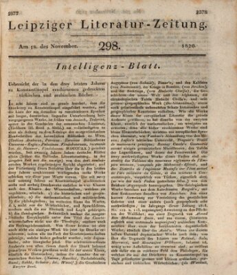 Leipziger Literaturzeitung Samstag 18. November 1820