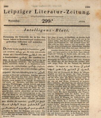 Leipziger Literaturzeitung Samstag 18. November 1820