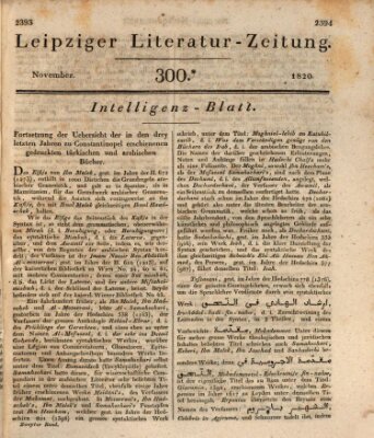 Leipziger Literaturzeitung Samstag 18. November 1820