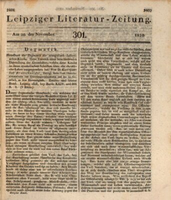 Leipziger Literaturzeitung Montag 20. November 1820