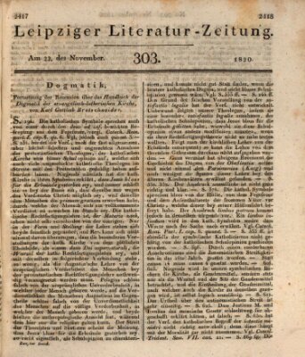 Leipziger Literaturzeitung Mittwoch 22. November 1820