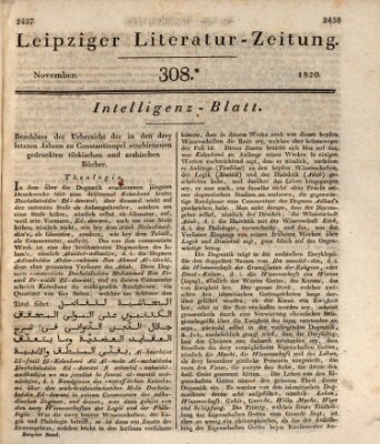 Leipziger Literaturzeitung Samstag 25. November 1820