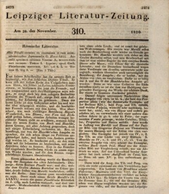 Leipziger Literaturzeitung Dienstag 28. November 1820