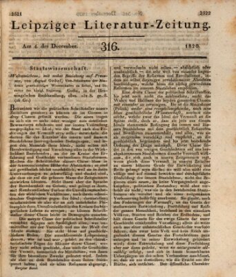 Leipziger Literaturzeitung Montag 4. Dezember 1820