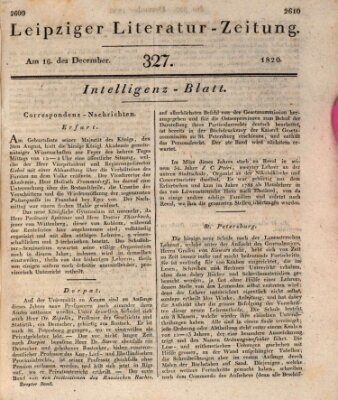 Leipziger Literaturzeitung Samstag 16. Dezember 1820