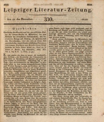 Leipziger Literaturzeitung Dienstag 19. Dezember 1820