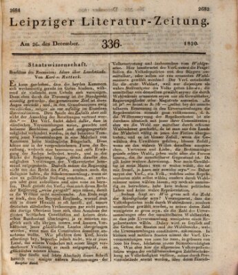 Leipziger Literaturzeitung Dienstag 26. Dezember 1820