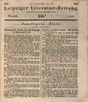 Leipziger Literaturzeitung Samstag 30. Dezember 1820