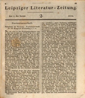 Leipziger Literaturzeitung Dienstag 2. Januar 1821