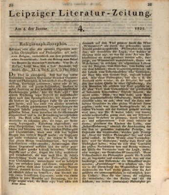 Leipziger Literaturzeitung Donnerstag 4. Januar 1821