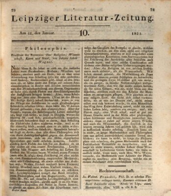 Leipziger Literaturzeitung Donnerstag 11. Januar 1821