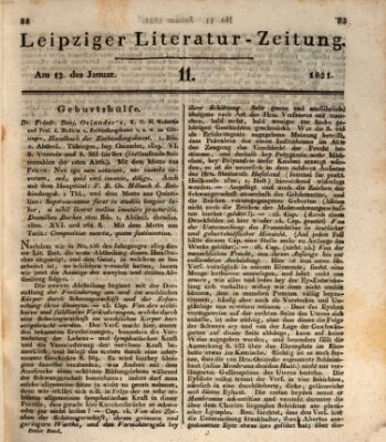 Leipziger Literaturzeitung Freitag 12. Januar 1821