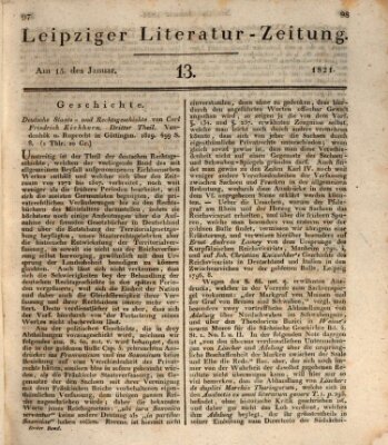 Leipziger Literaturzeitung Montag 15. Januar 1821