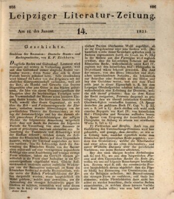 Leipziger Literaturzeitung Dienstag 16. Januar 1821