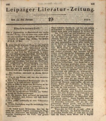 Leipziger Literaturzeitung Montag 22. Januar 1821