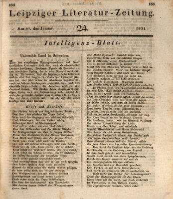 Leipziger Literaturzeitung Samstag 27. Januar 1821