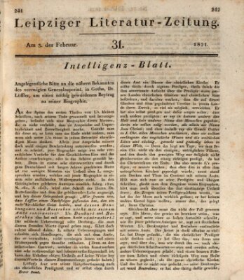 Leipziger Literaturzeitung Samstag 3. Februar 1821