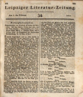 Leipziger Literaturzeitung Mittwoch 7. Februar 1821