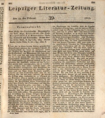 Leipziger Literaturzeitung Dienstag 13. Februar 1821