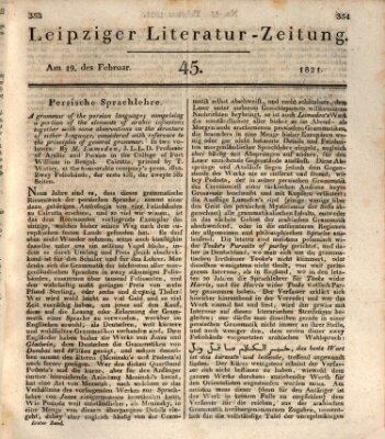 Leipziger Literaturzeitung Montag 19. Februar 1821