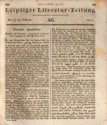 Leipziger Literaturzeitung Dienstag 20. Februar 1821