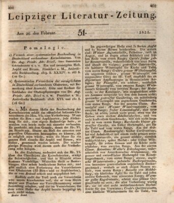 Leipziger Literaturzeitung Montag 26. Februar 1821