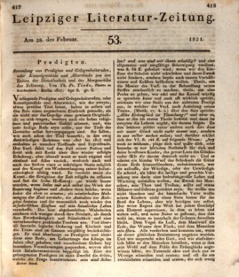 Leipziger Literaturzeitung Mittwoch 28. Februar 1821