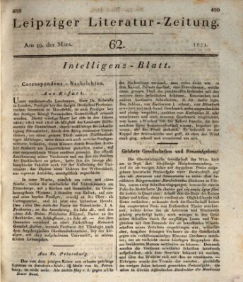 Leipziger Literaturzeitung Samstag 10. März 1821