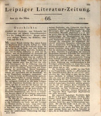 Leipziger Literaturzeitung Donnerstag 15. März 1821