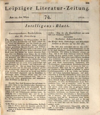 Leipziger Literaturzeitung Samstag 24. März 1821