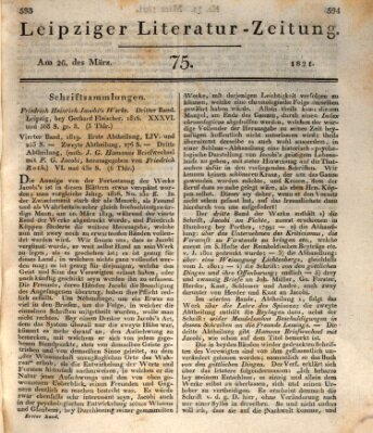 Leipziger Literaturzeitung Montag 26. März 1821