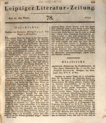 Leipziger Literaturzeitung Donnerstag 29. März 1821