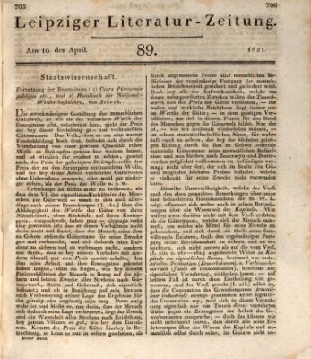 Leipziger Literaturzeitung Dienstag 10. April 1821