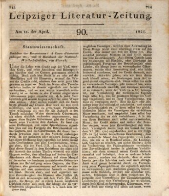 Leipziger Literaturzeitung Mittwoch 11. April 1821